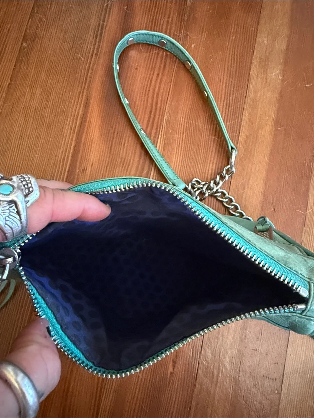 Rebecca Minkoff Seafoam blue green Leather Mini Mac Crossbody